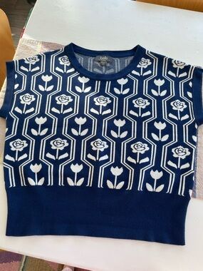 Knit Vest Blue & White Size Large